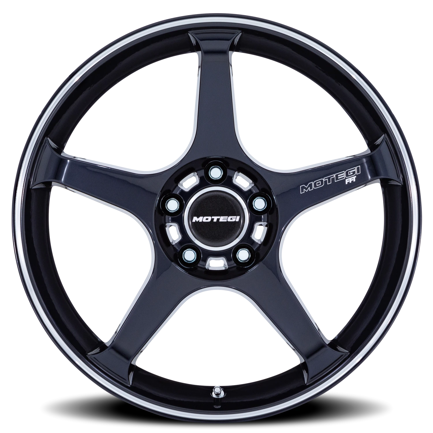 Motegi MR159 Battle V 17x8.5" 5x114.3mm 72.56mm CB +35mm Obsidian Blue Machined Lip Stripe
