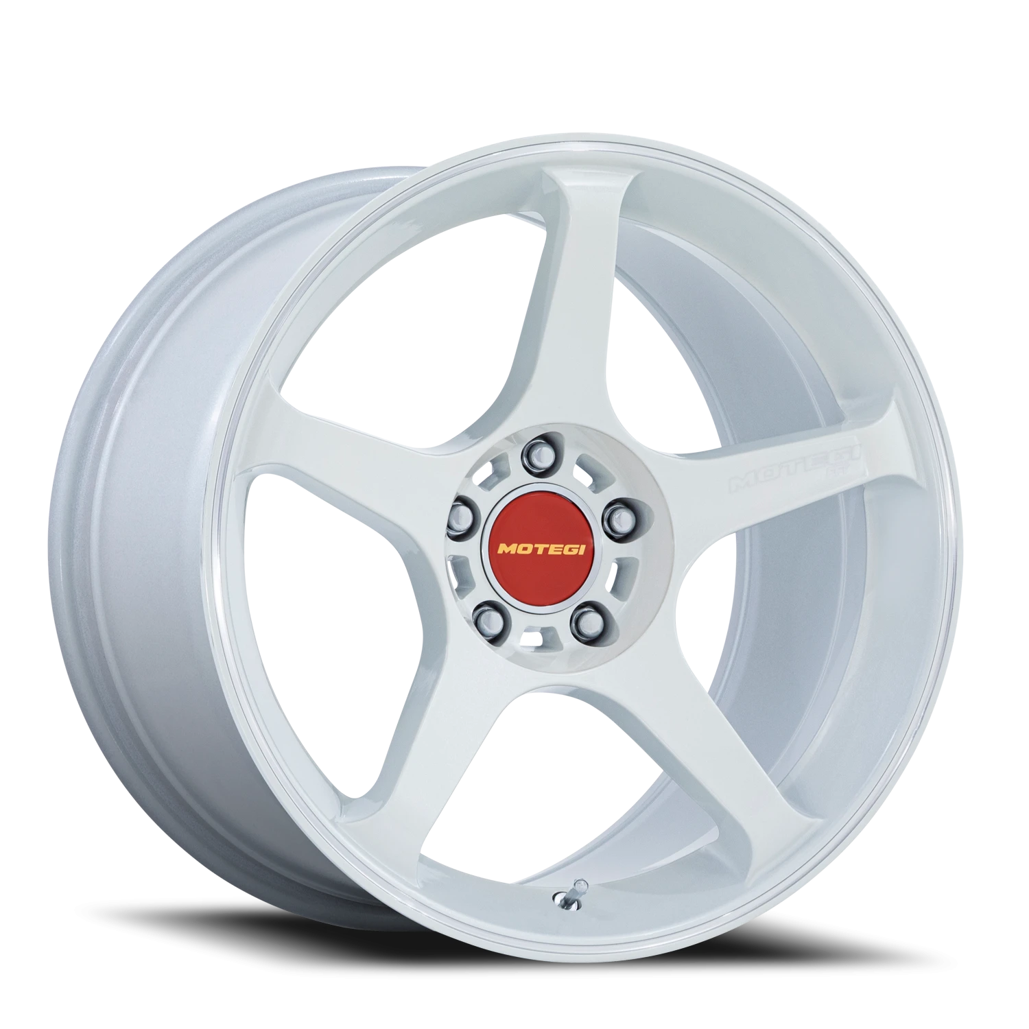 Motegi MR159 Battle V 18x10.5" 5x120mm 74.1mm CB +35mm Matsuri White Pearl Machined Lip Stripe