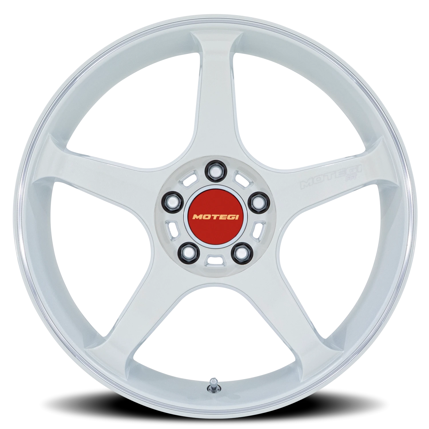 Motegi MR159 Battle V 18x10.5" 5x120mm 74.1mm CB +35mm Matsuri White Pearl Machined Lip Stripe