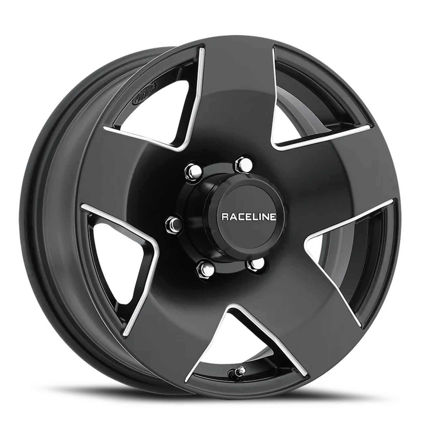 Raceline Maxum 13x4.5" 5x114.3mm 81.03mm CB 0mm Black Machined Edge Spokes
