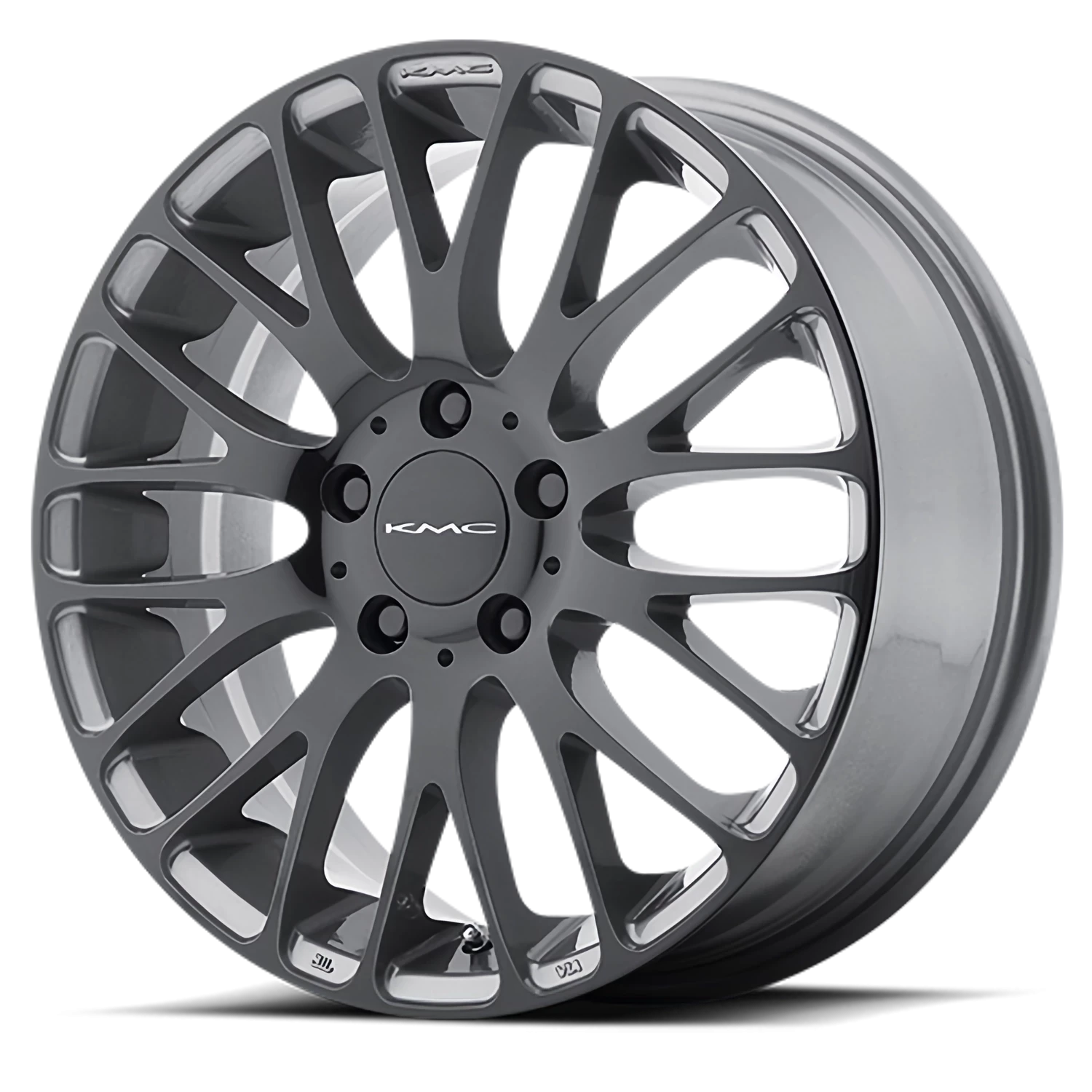 KMC Maze 20x8.5" 5x120mm 74.1mm CB +40mm Pearl Gray Gloss Black Face