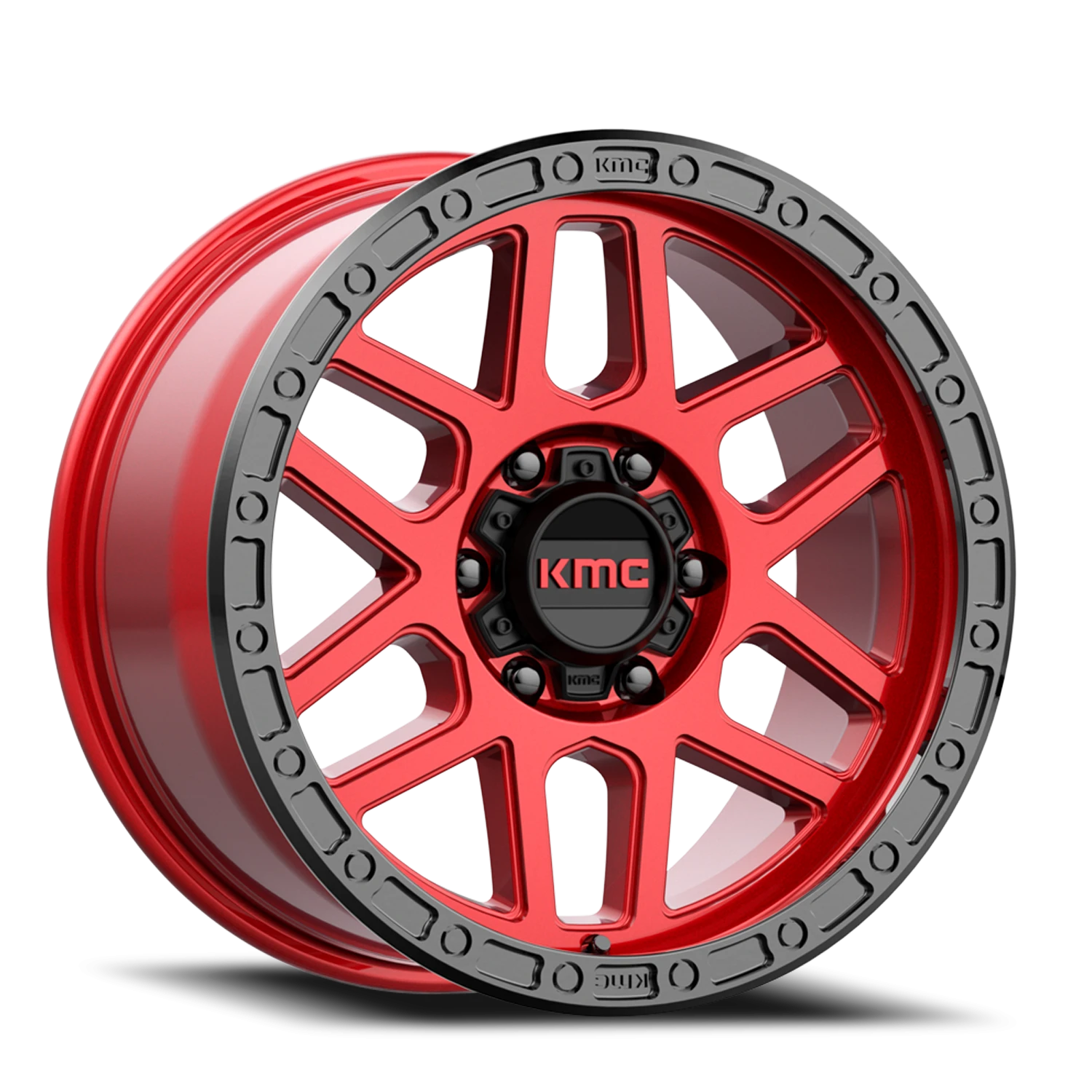 KMC Mesa 17x9" 6x139.7mm 106.25mm CB +18mm Candy Red Black Lip