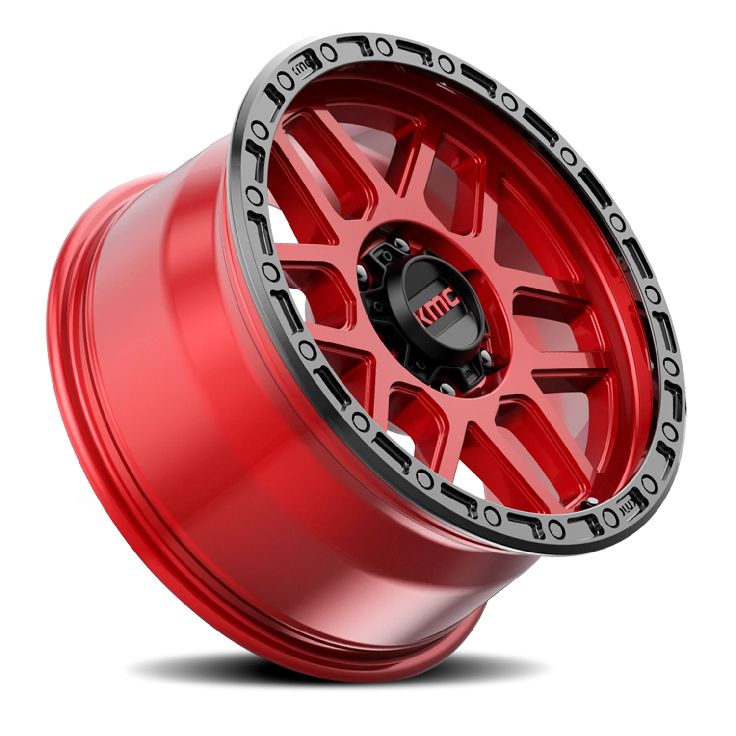 KMC Mesa 17x9" 6x139.7mm 106.25mm CB +18mm Candy Red Black Lip