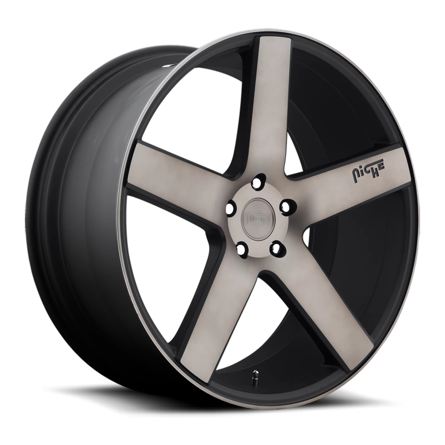Niche Milan 22x10" 5x127mm 71.8mm CB +35mm Matte Black Machined-Dark Tint