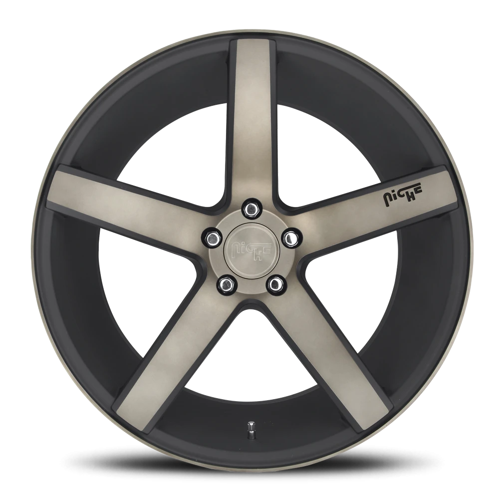 Niche Milan 22x10" 5x127mm 71.8mm CB +35mm Matte Black Machined-Dark Tint
