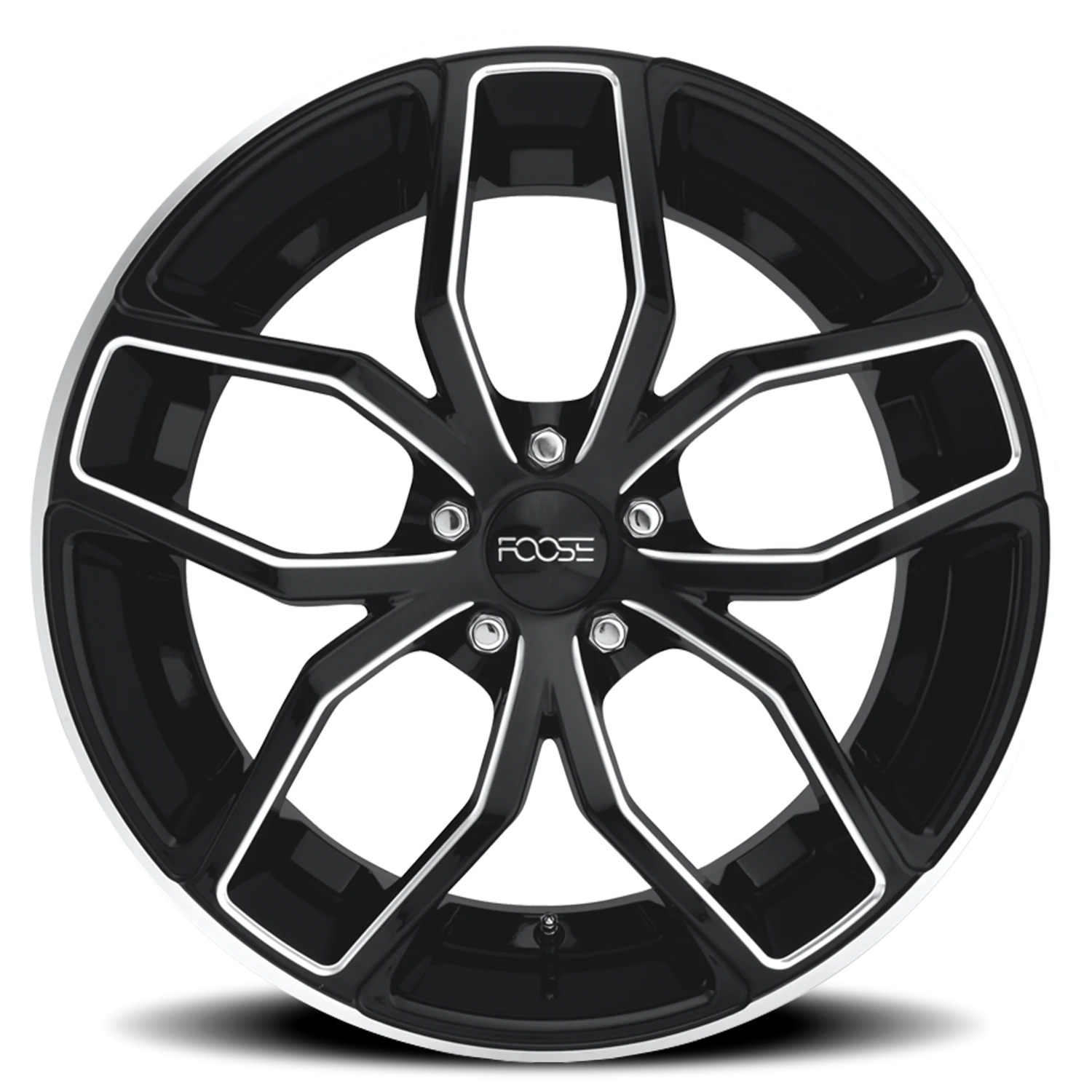 Foose Outcast 20x10" 5x120mm 72.56mm CB +40mm Gloss Black Milled Accents
