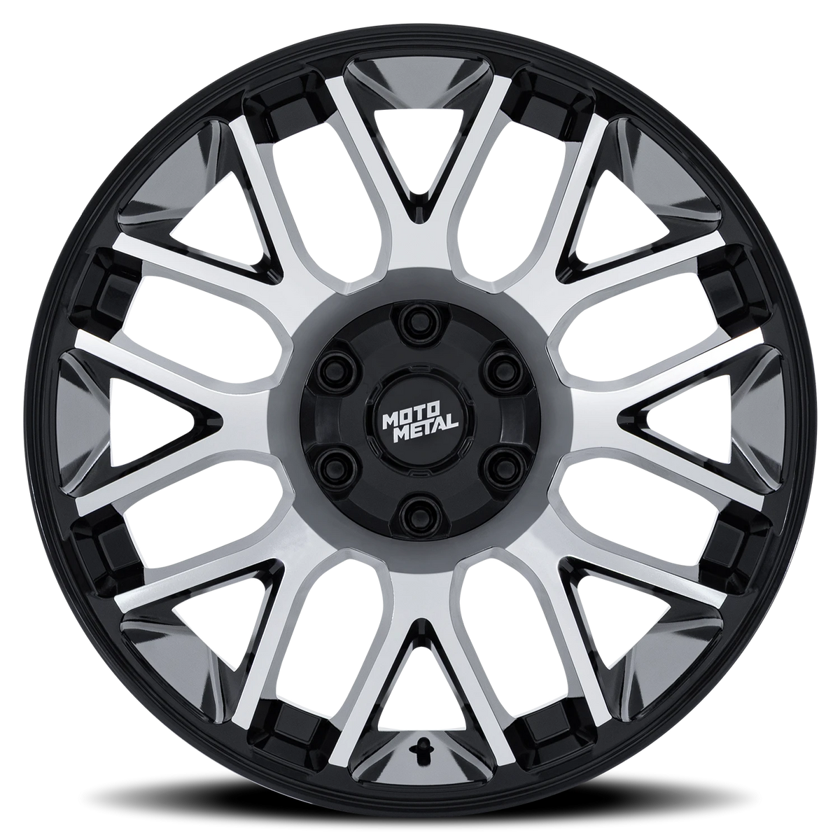 Moto Metal Overlook 20x9 +1 5x114.3mm 78.1mm Gloss Black Machined Face