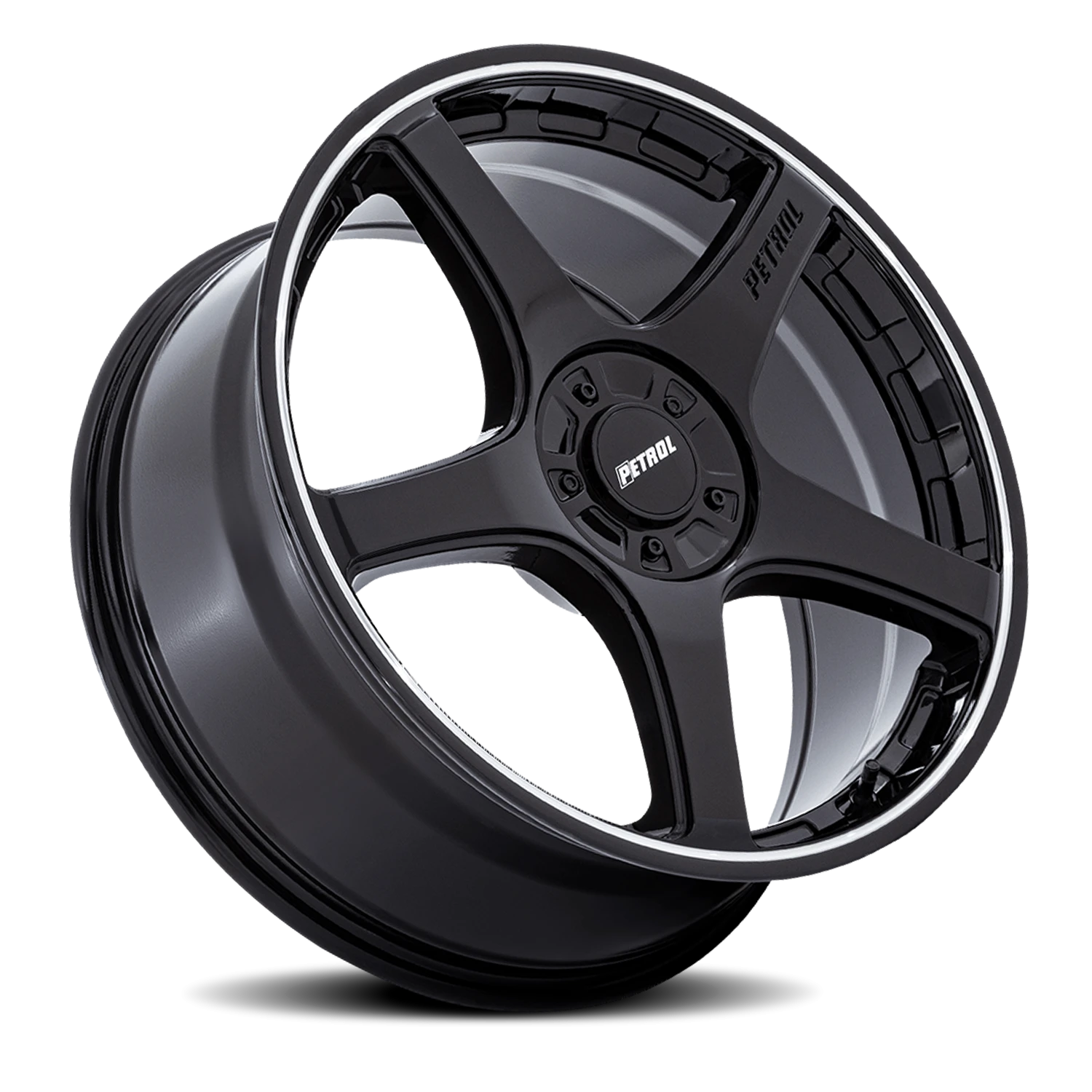 Petrol P2E 17x8" 5x108mm 72.56mm CB +40mm Gloss Black Machined Lip