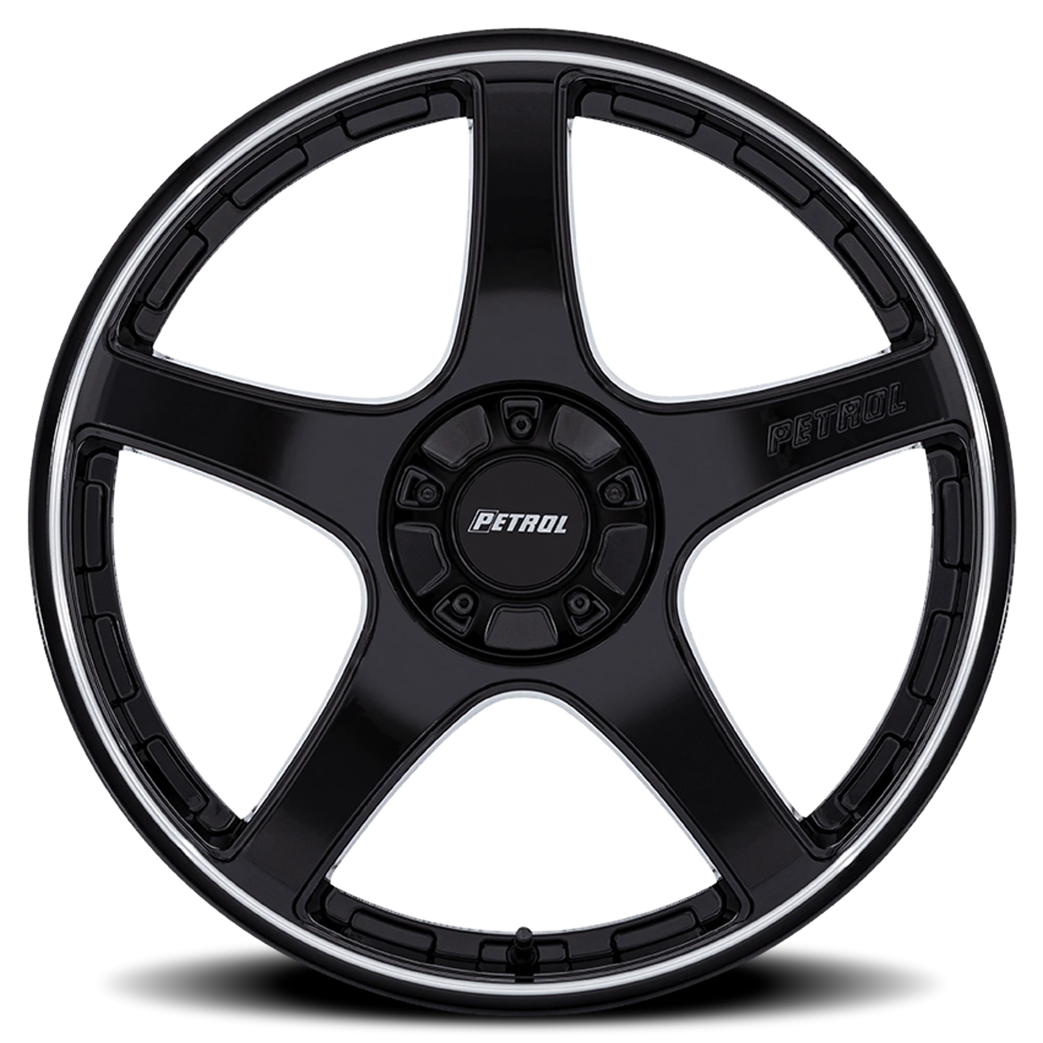 Petrol P2E 20x8.5" 5x110mm 72.56mm CB +40mm Gloss Black Machined Lip