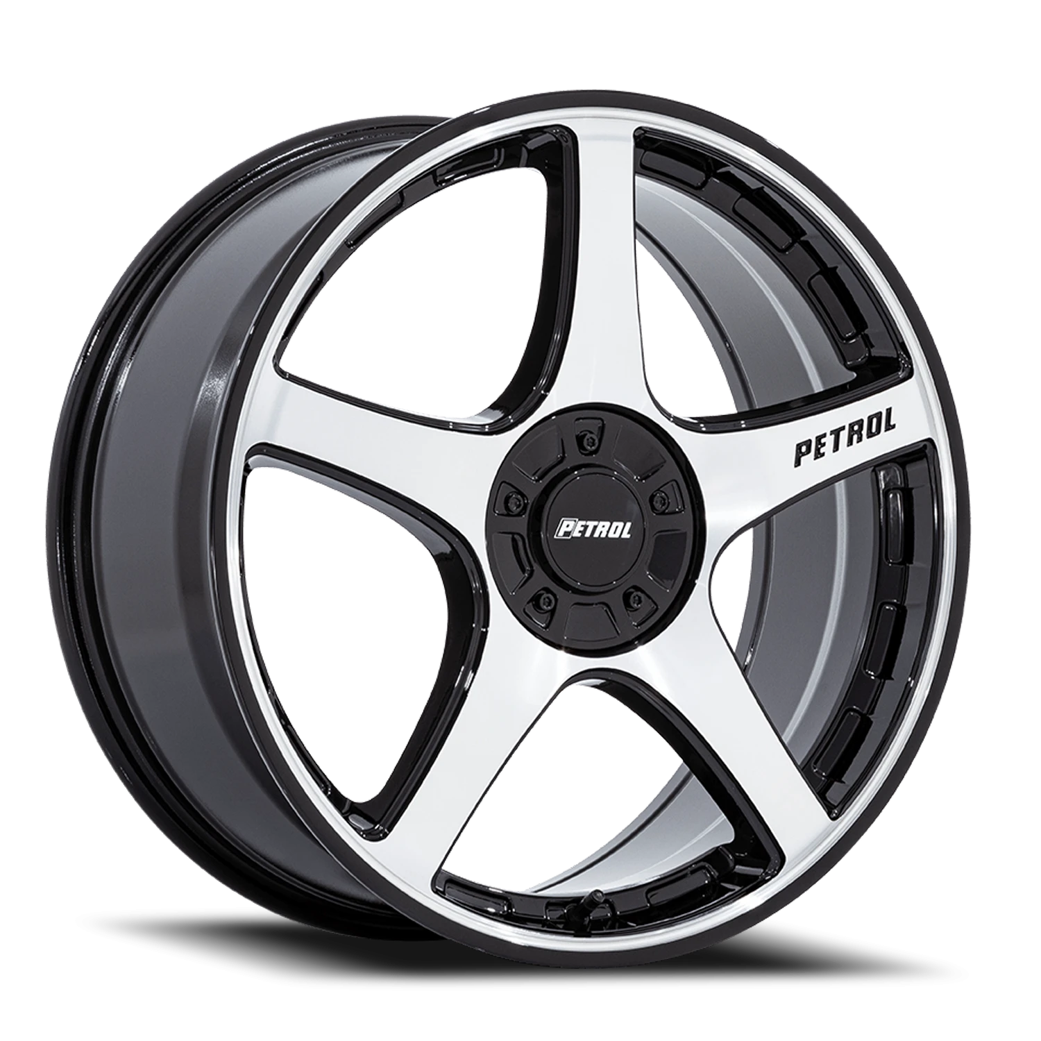 Petrol P2E 17x8" 5x108mm 72.56mm CB +40mm Gloss Black Machined Face