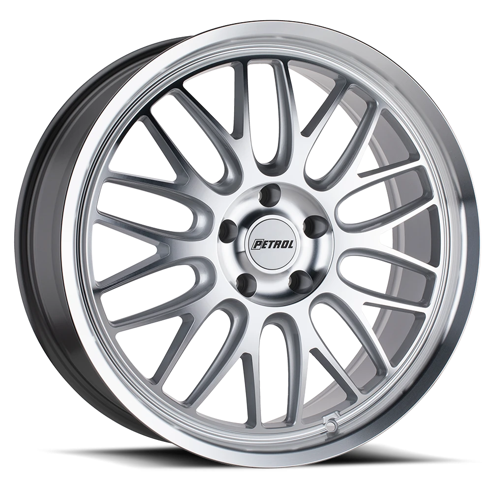 Petrol P4C 18x8" 5x120mm 76.1mm CB +35mm Silver Machined Face-Machined Lip