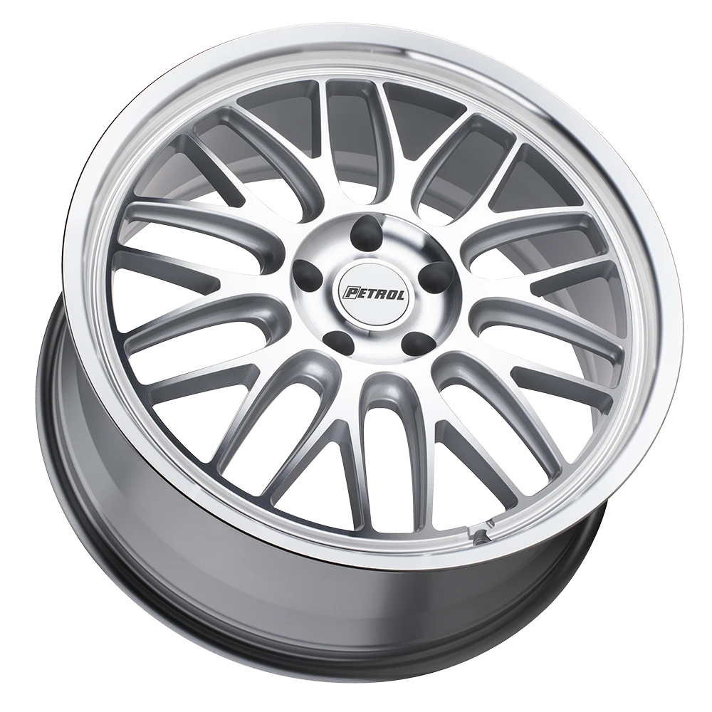 Petrol P4C 17x8" 5x112mm 66.6mm CB +40mm Silver Machined Face-Machined Lip