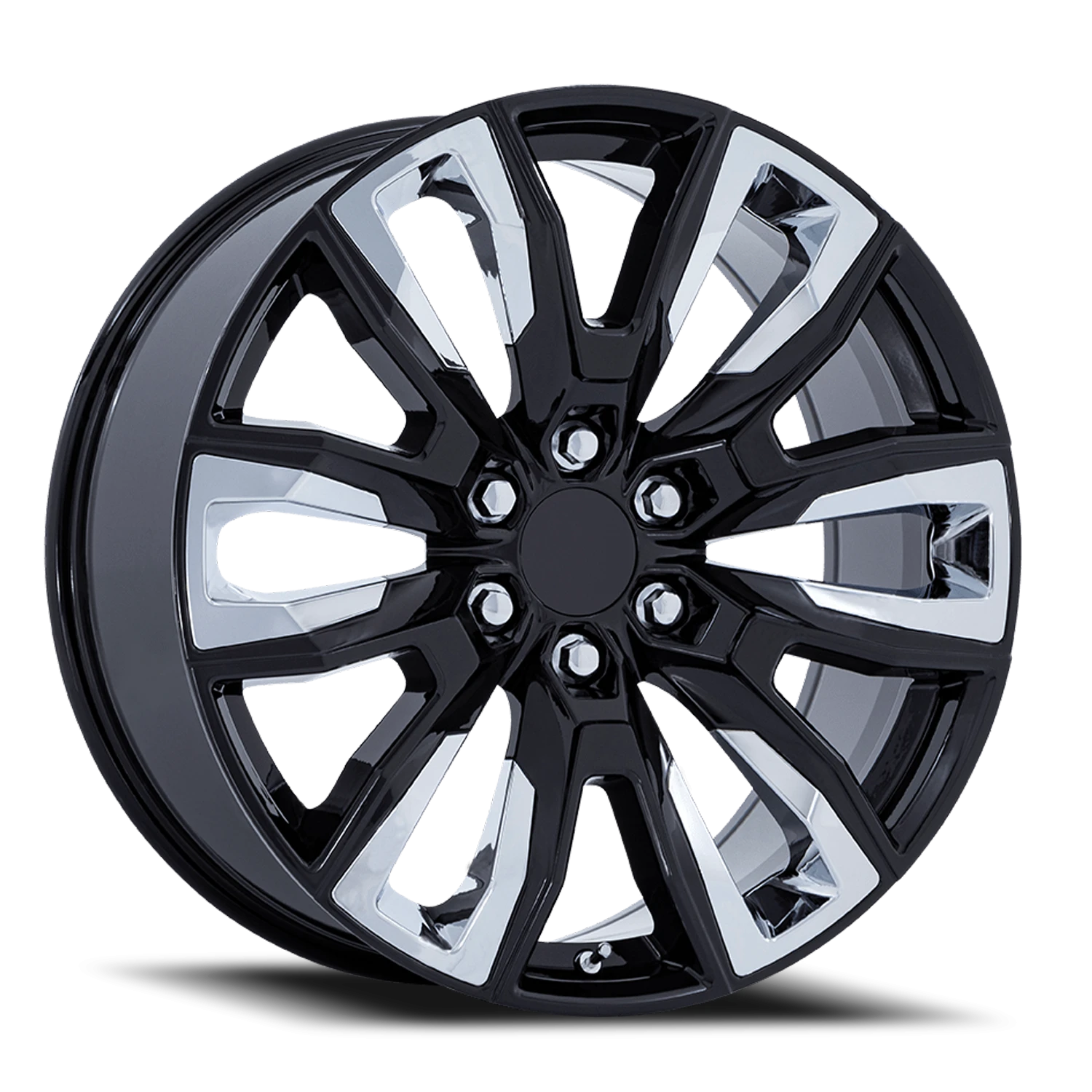 Performance Replica PR225 24x10" 6x139.7mm 78.1mm CB +31mm Gloss Black Chrome Accents
