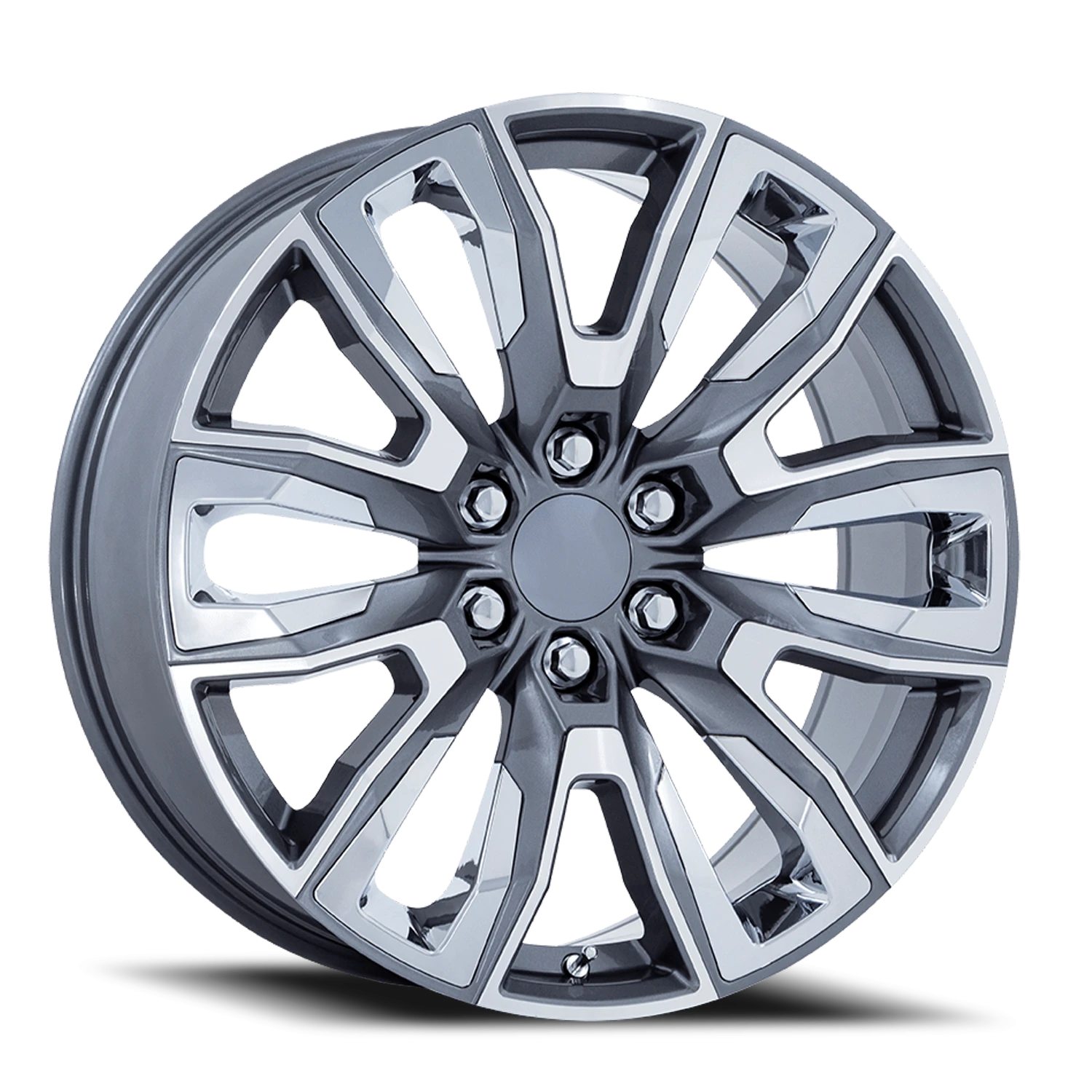 Performance Replica PR225 22x9" 6x139.7mm 78.1mm CB +28mm Gloss Gunmetal Machined-Chrome Accents