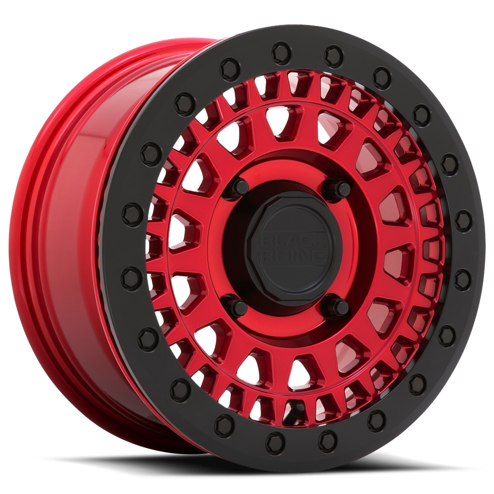 Black Rhino Parker Beadlock UTV 15x7" 4x136mm 106mm CB +36mm Candy Red Black Bead Ring