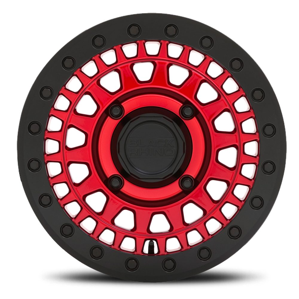 Black Rhino Parker Beadlock UTV 15x7" 4x136mm 106mm CB +36mm Candy Red Black Bead Ring