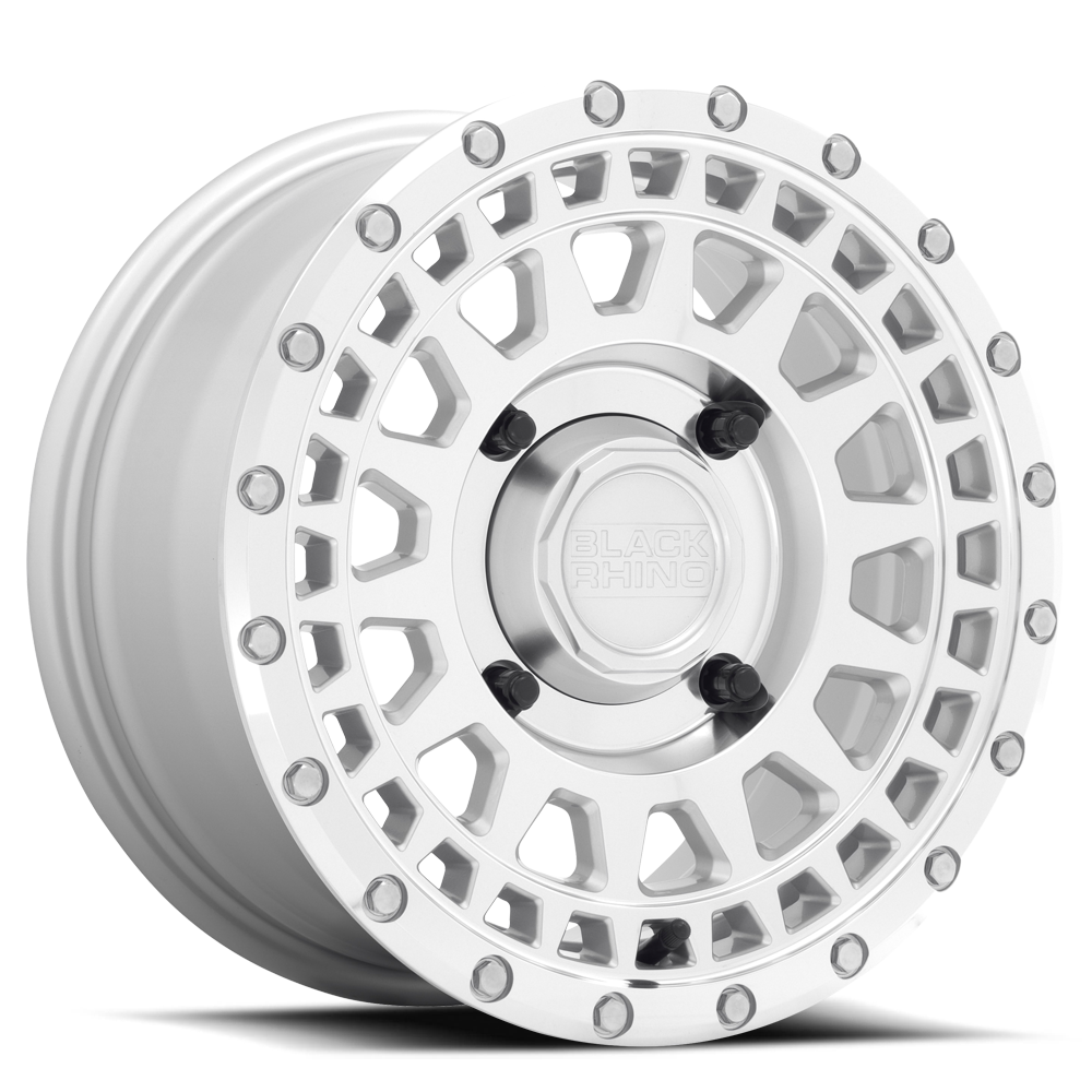 Black Rhino Parker UTV 15x7" 4x110mm 80.2mm CB +36mm Silver Mirror Cut Face