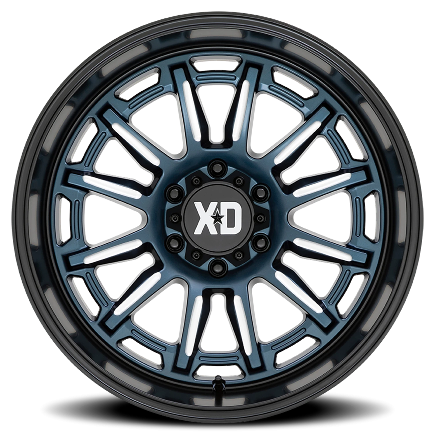 XD Series Phoenix 20x10" 5x127mm 71.5mm CB -18mm Metallic Blue Milled-Black Lip
