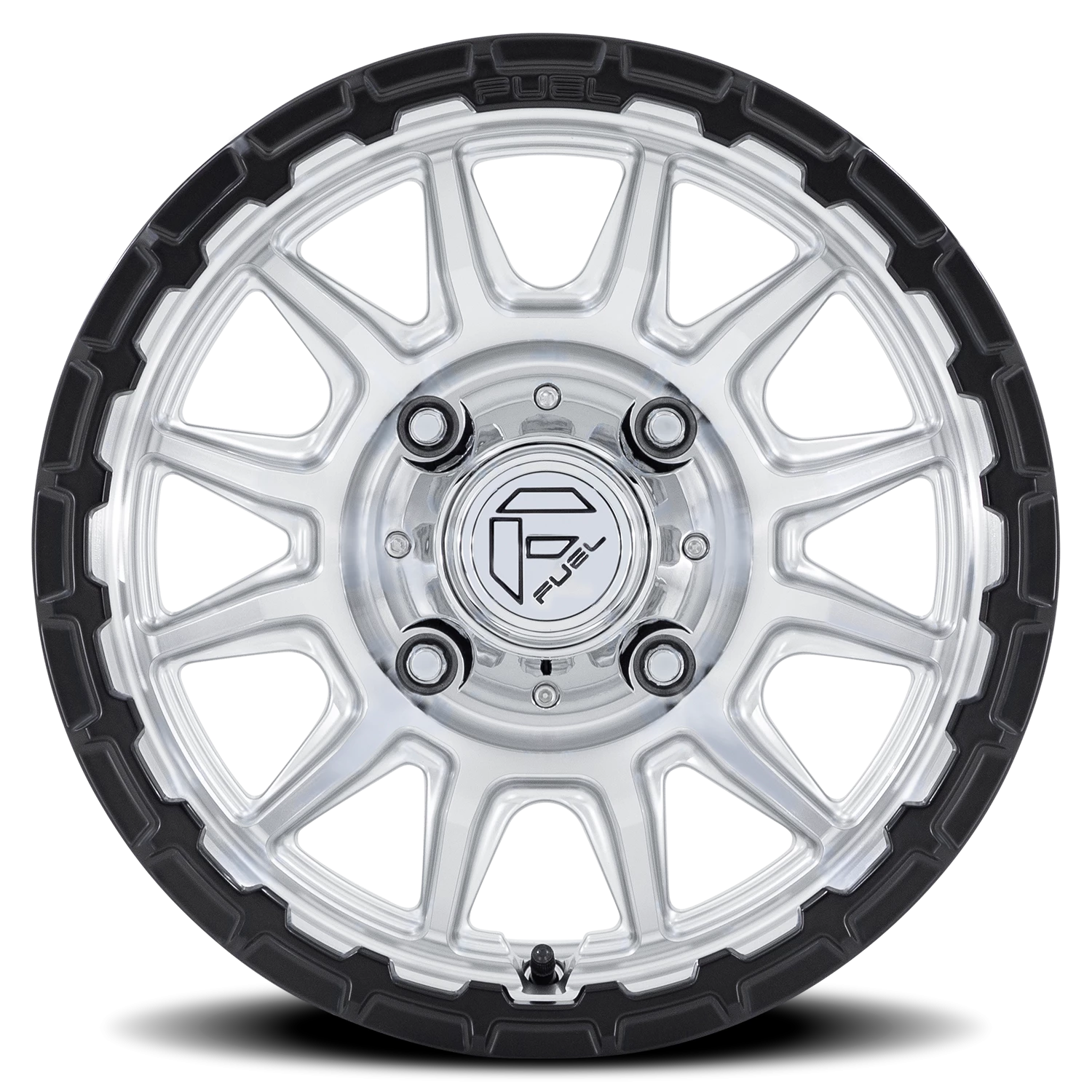 Fuel Piston UTV 15x7" 4x156mm 115.1mm CB +38mm Machined Hyper Silver Machined Face-Matte Black Lip