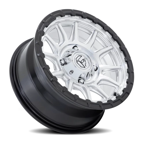 Fuel Piston UTV 15x7" 6x139.7mm 100.3mm CB +38mm Machined Hyper Silver Machined Face-Matte Black Lip