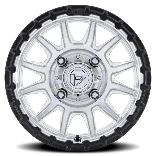 Fuel Piston UTV 15x7" 6x139.7mm 100.3mm CB +38mm Machined Hyper Silver Machined Face-Matte Black Lip