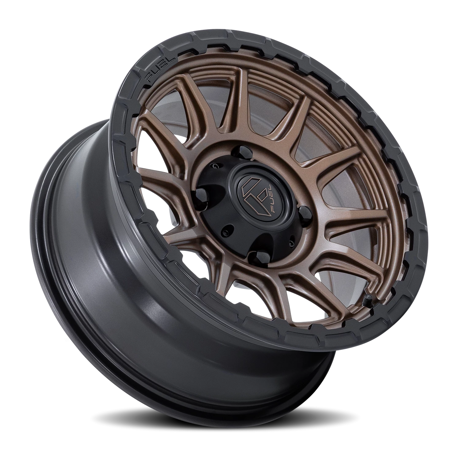 Fuel Piston UTV 15x7" 4x110mm 79.4mm CB +10mm Matte Bronze Matte Black Lip