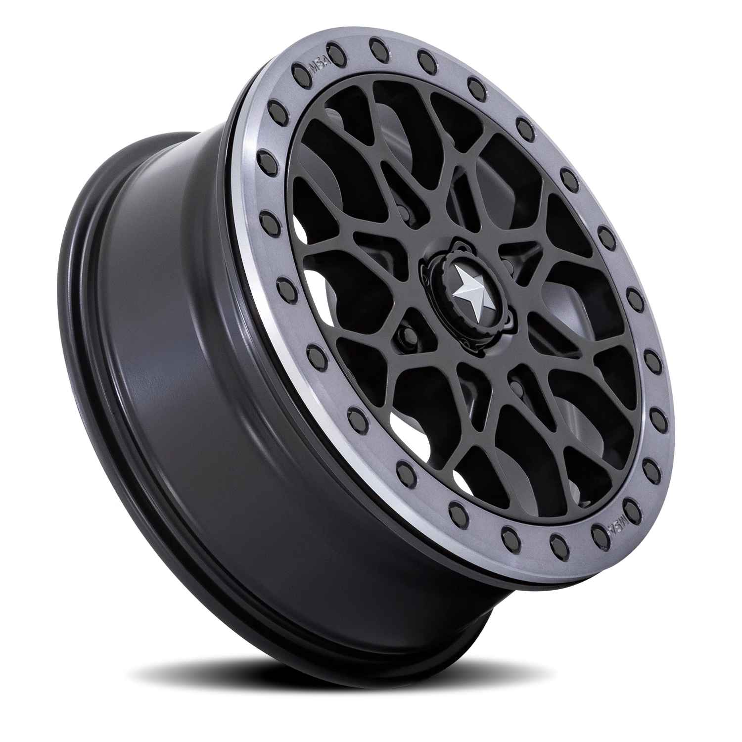 MSA Portal Beadlock 15x6" 4x156mm 96mm CB +38mm Satin Black Gray Tint Ring