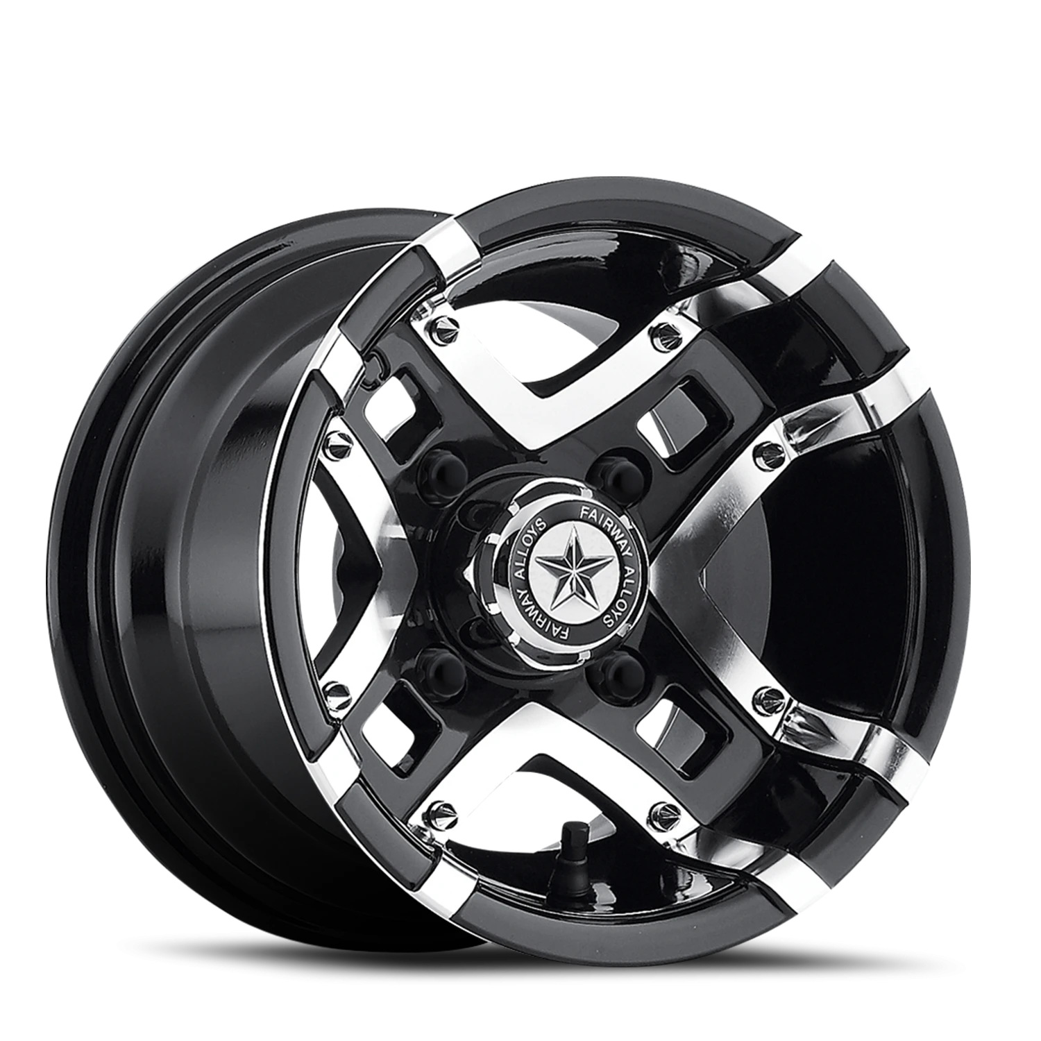 Fairway Alloys Prestige 10x7 -25 4x101.6mm 70.7mm Gloss Black Machined