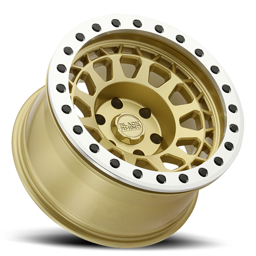 Black Rhino Primm Beadlock 17x8.5" 6x139.7mm 112.1mm CB 0mm Matte Gold Machined Ring-Black Bolts