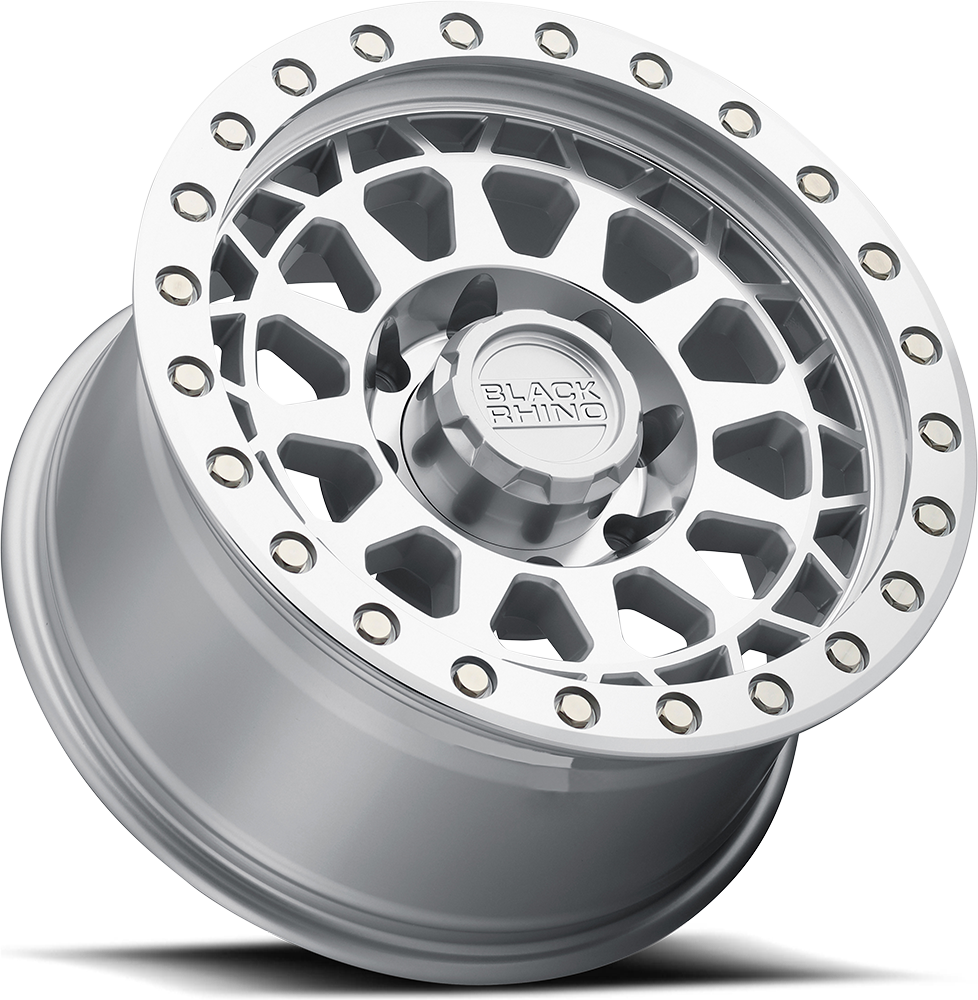 Black Rhino Primm Beadlock 17x8.5" 8x165.1mm 125.1mm CB -38mm Silver Mirror Face-Silver Bolts