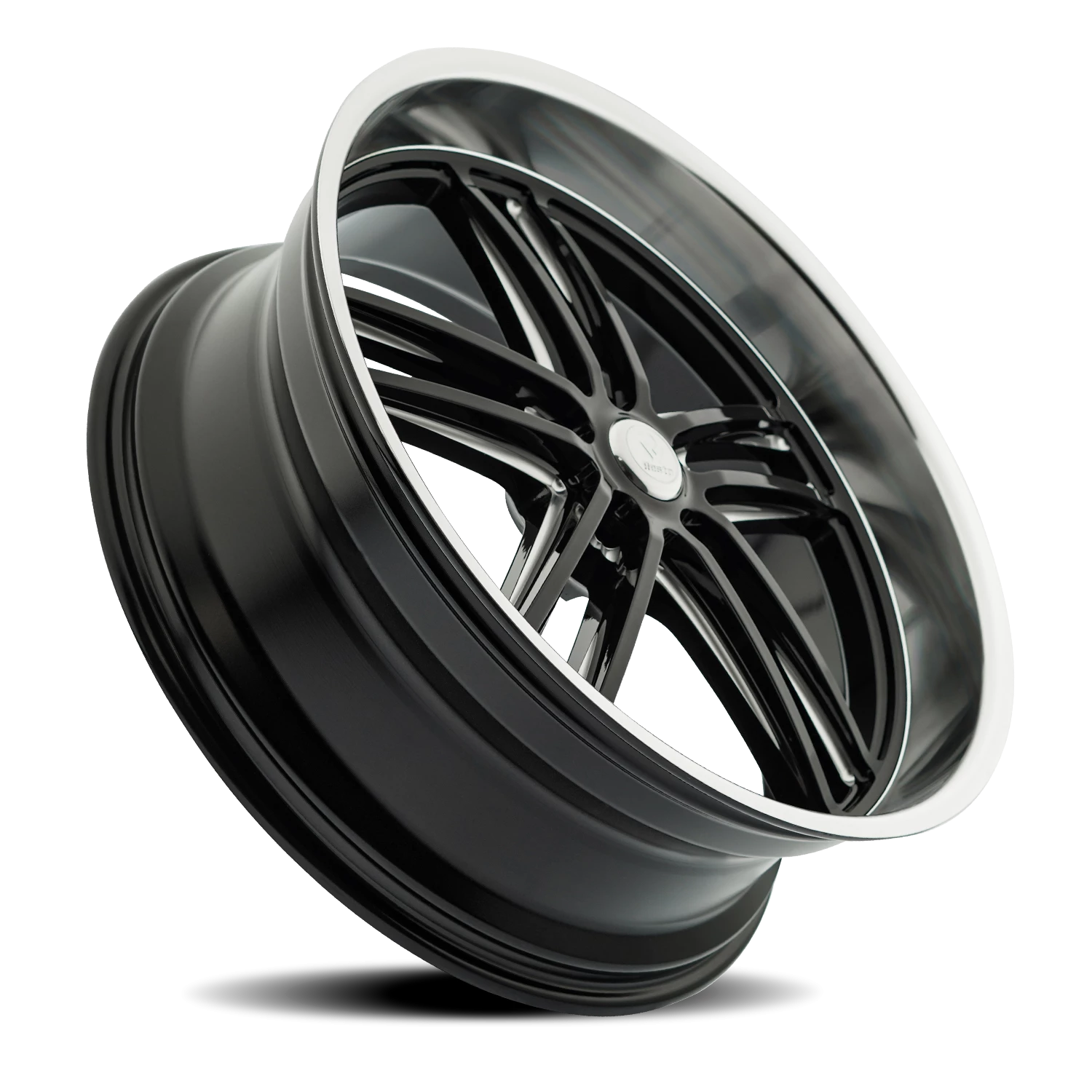 Resto R103 GB 20x9.5" 5x127mm 78.1mm CB +1mm Gloss Glossy Black Milled Window-Diamond Cut Lip