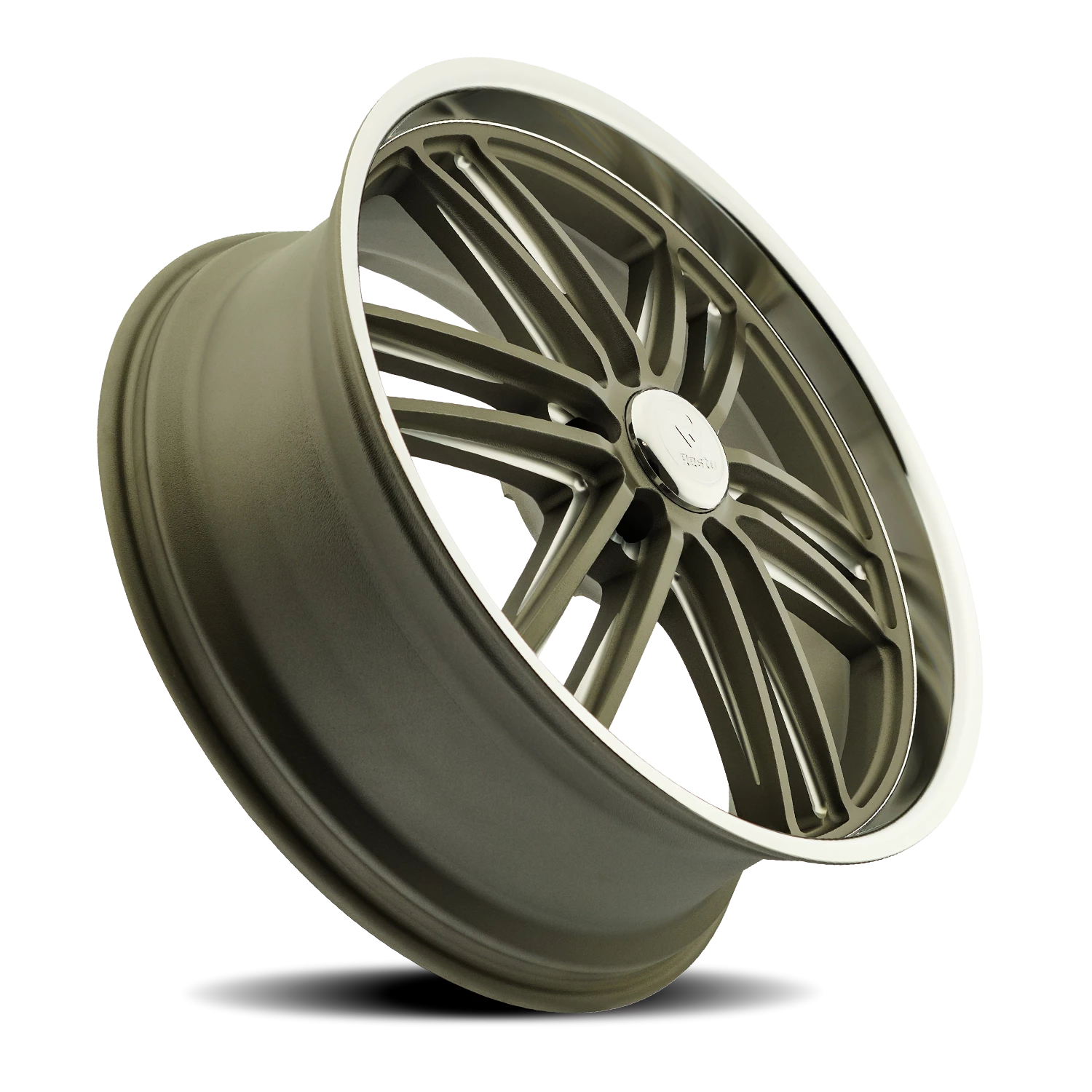 Resto R103 GUN 24x10" 6x139.7mm 106.1mm CB +25mm Textured Gunmetal Milled Window-Diamond Cut Lip