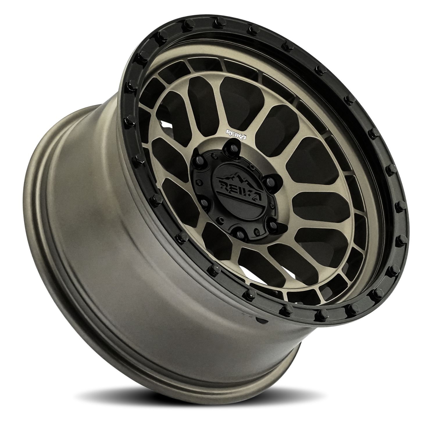 Reika Rambler R35 17x8.5" 6x139.7mm 106.1mm CB 0mm Satin Bronze Black Ring