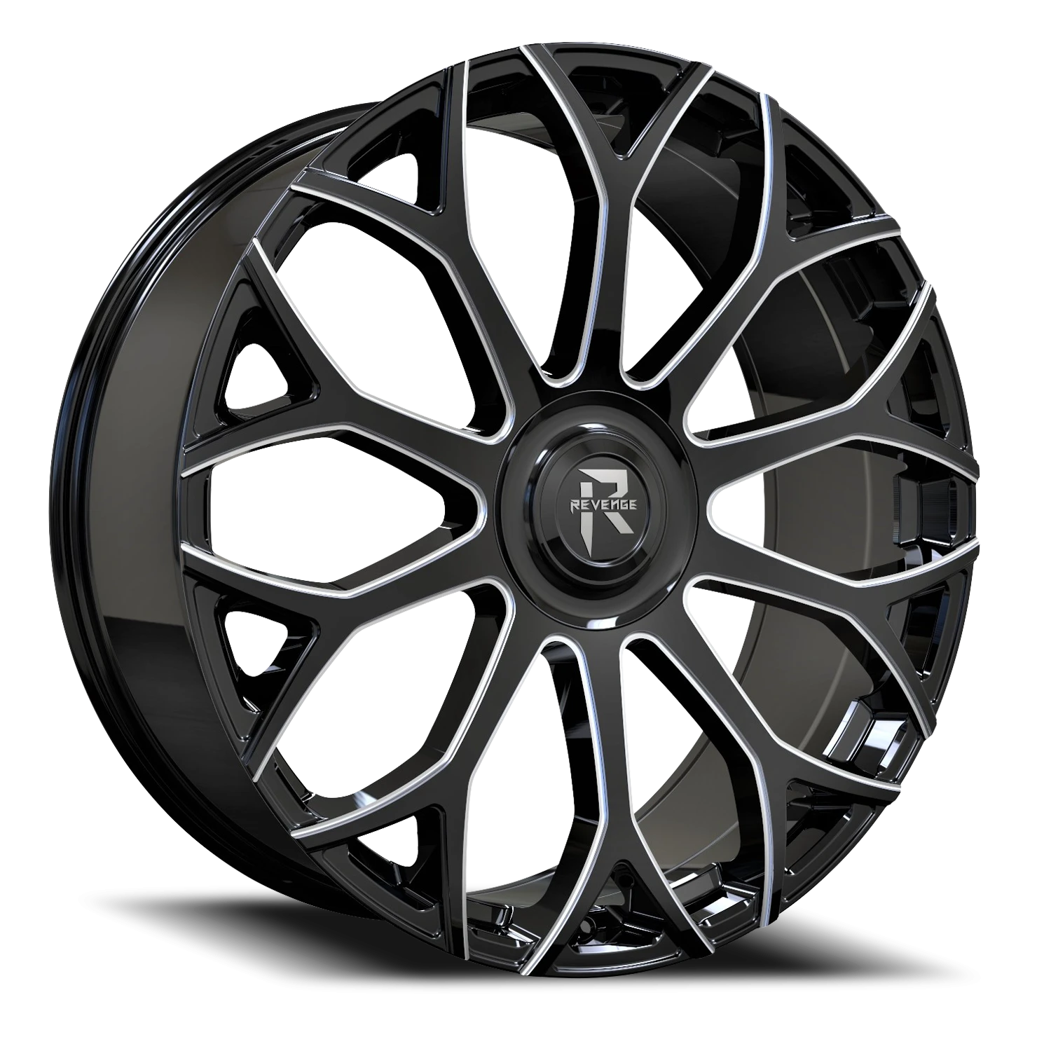 Revenge Luxury RL105-Big Floater Cap Special Edition 26x9.5" 6x135mm 87.1mm CB +25mm Black Milled Windows