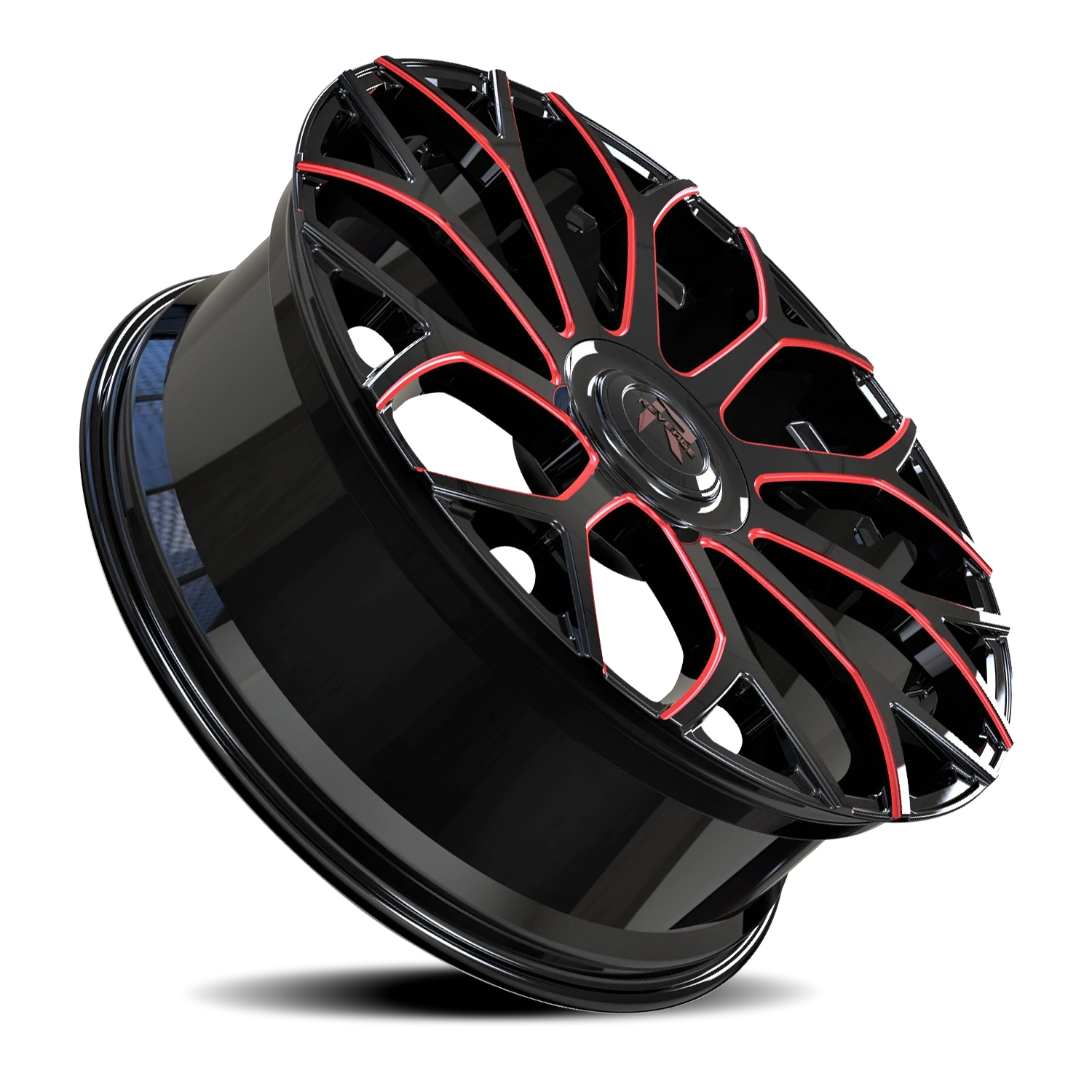 Revenge Luxury RL105-Big Floater Cap Special Edition 24x9" 6x135mm 87.1mm CB +25mm Black Red Milled
