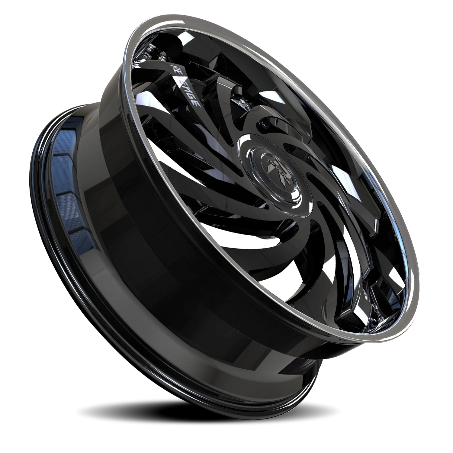 Revenge Luxury RL108-Big Floater Cap Special Edition 26x9.5" 5x127mm 87.1mm CB +15mm Gloss Black Chrome Stainless Steel Lip