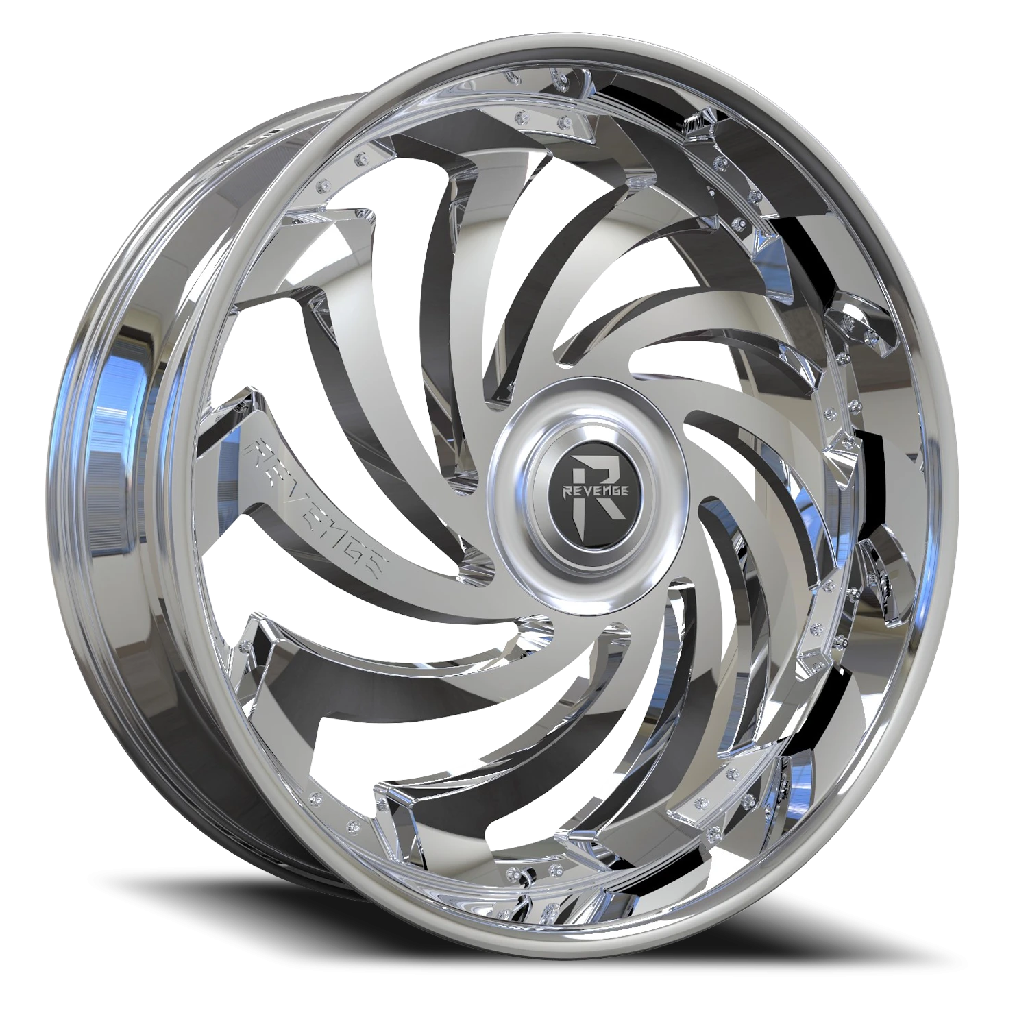 Revenge Luxury RL108-Big Floater Cap Special Edition 26x9.5" 6x135mm 87.1mm CB +25mm Chrome