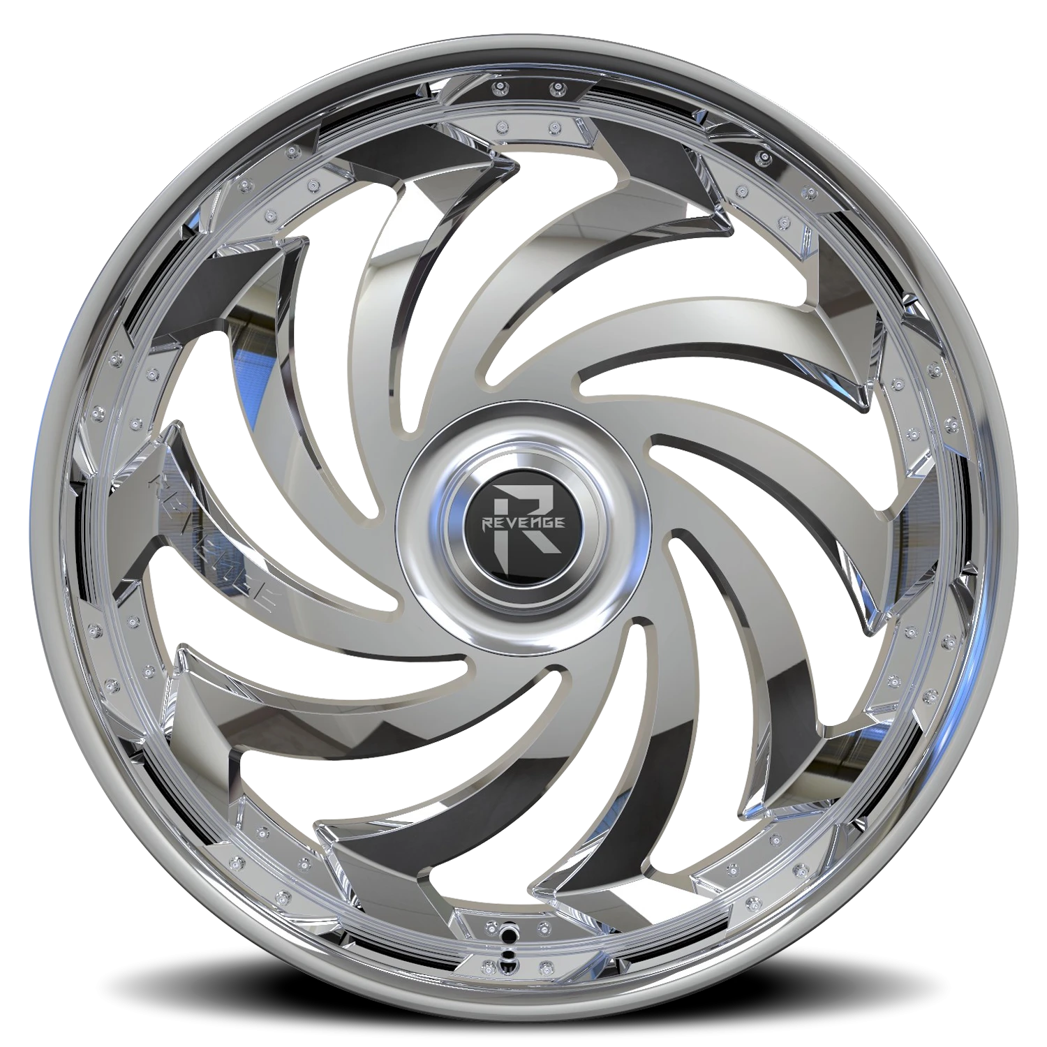 Revenge Luxury RL108-Big Floater Cap Special Edition 26x9.5" 6x135mm 87.1mm CB +25mm Chrome