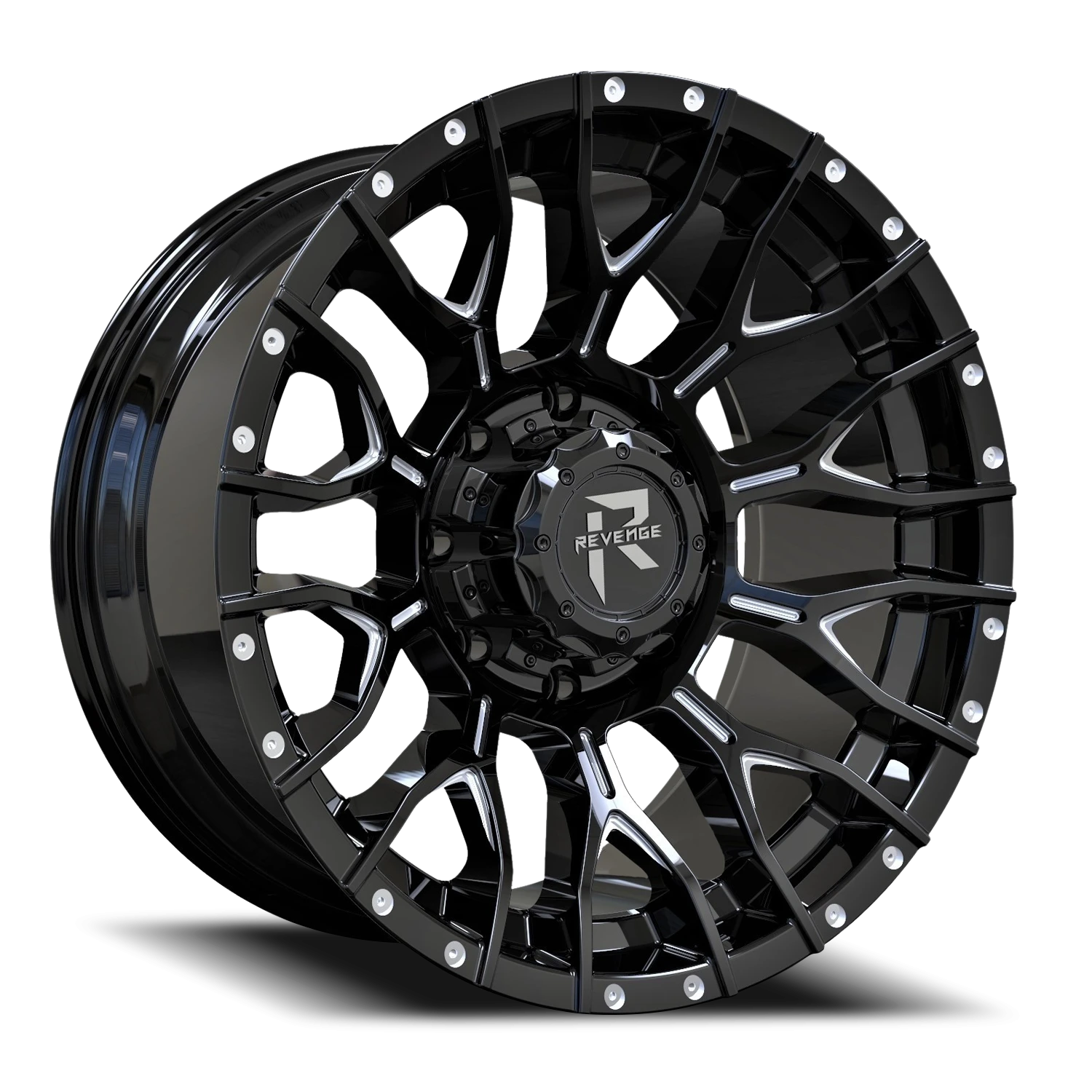 Revenge Offroad RV201 22x12" 5x127mm 87.1mm CB -44mm Black Milled