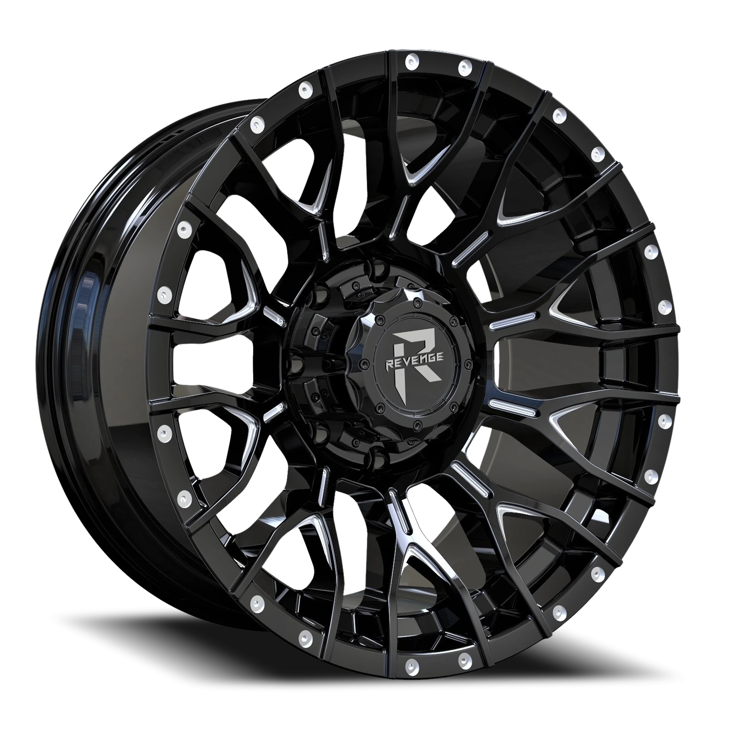 Revenge Offroad RV201 20x10" 8x165.1mm 125.2mm CB -19mm Black Milled