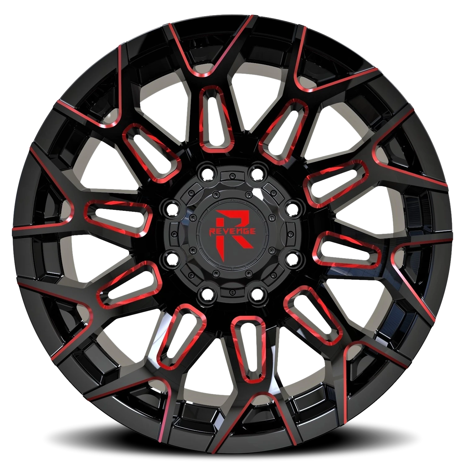 Revenge Offroad RV203 20x10" 8x170mm 125.2mm CB -19mm Black Red Milled