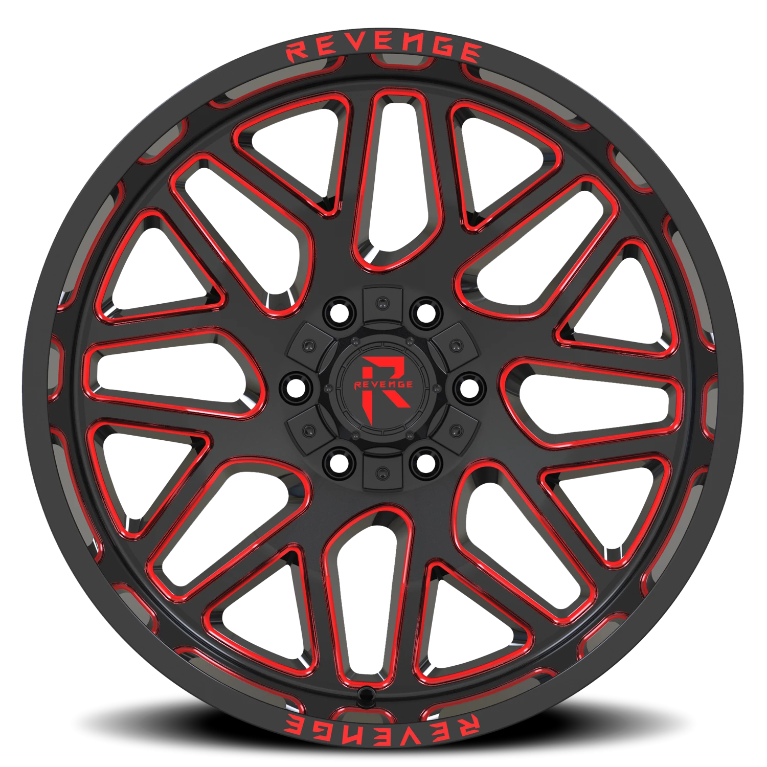 Revenge Offroad RV206 22x12" 8x165.1mm 125.2mm CB -44mm Black Red Milled