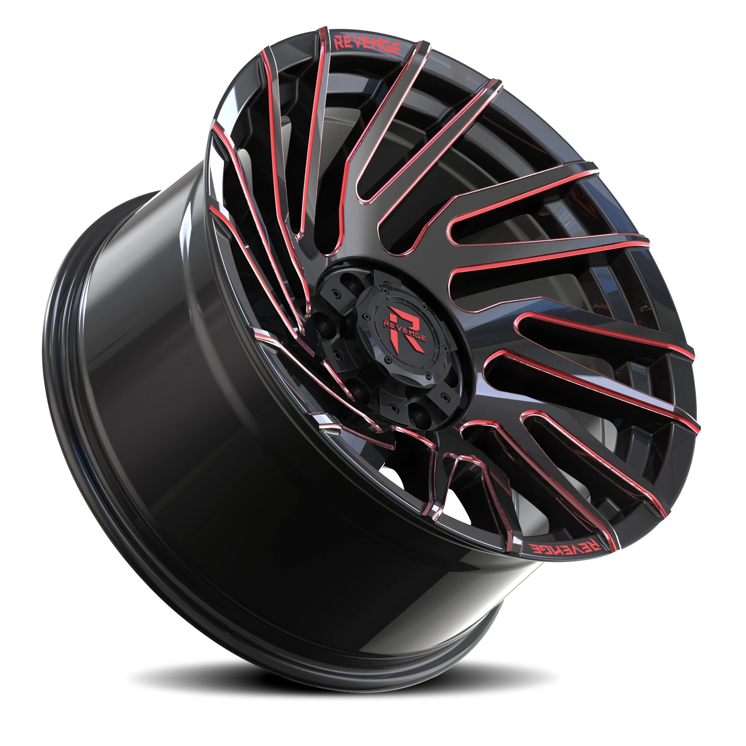 Revenge Offroad RV207 24x10" 6x135mm 106.1mm CB -19mm Black Red Milled