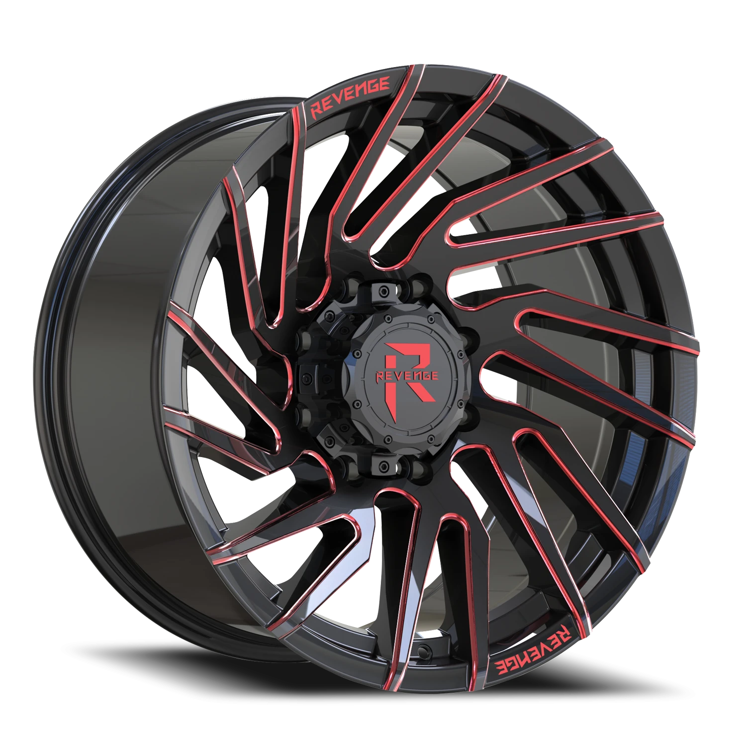 Revenge Offroad RV207 20x9" 8x180mm 125.2mm CB 0mm Black Red Milled