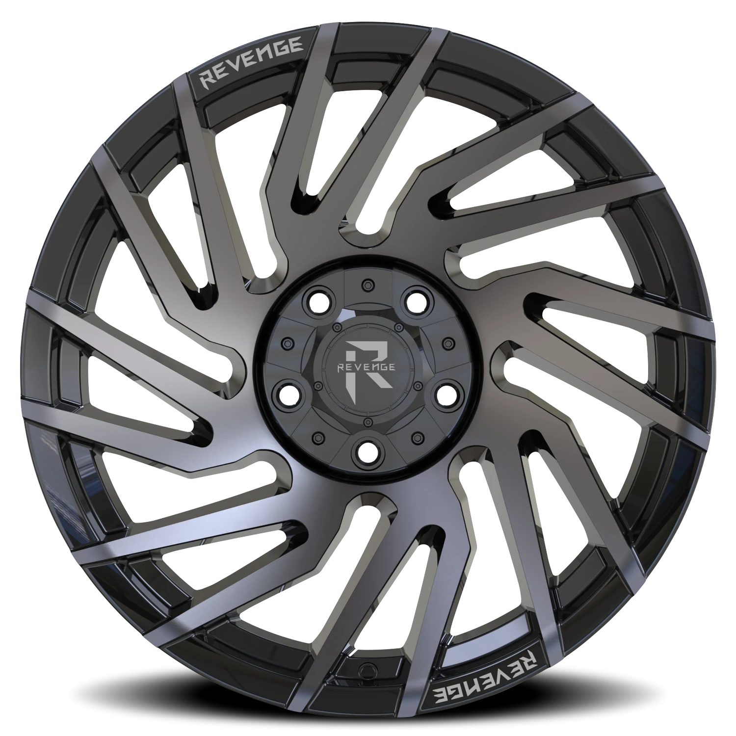 Revenge Offroad RV207 22x10" 5x127mm 87.1mm CB -19mm Gloss Black Machined Titanium Double Dark Tint
