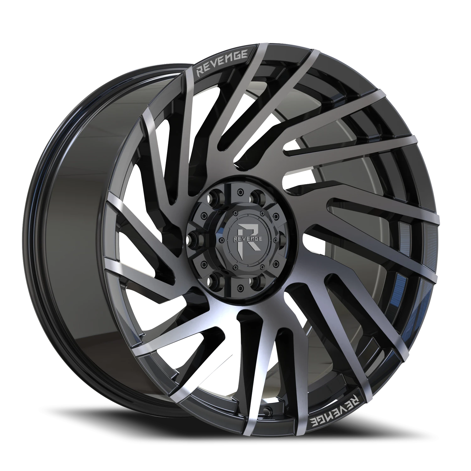 Revenge Offroad RV207 20x9" 6x135mm 106.1mm CB 0mm Gloss Black Machined Titanium Double Dark Tint