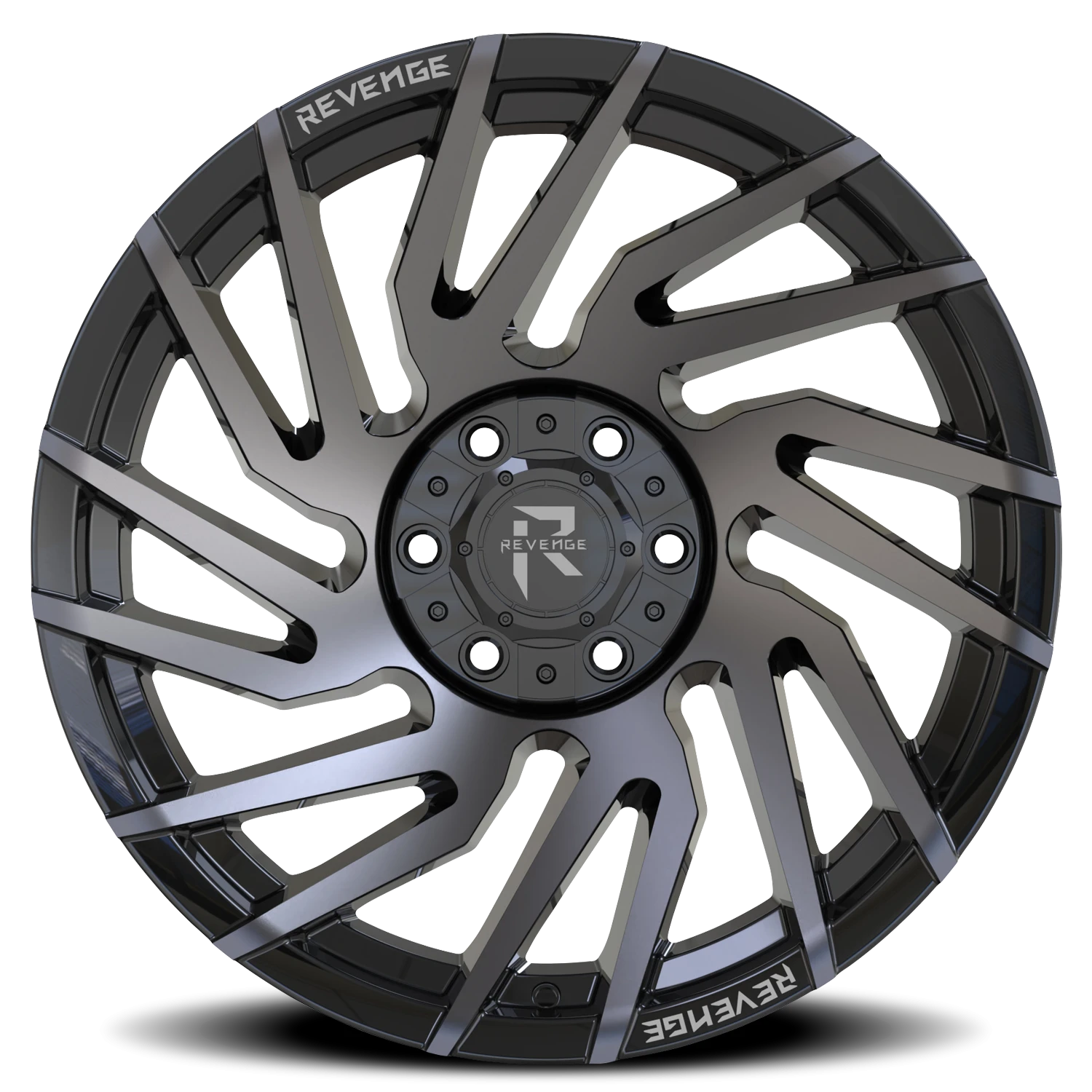 Revenge Offroad RV207 20x10" 6x135mm 106.1mm CB -19mm Gloss Black Machined Titanium Double Dark Tint