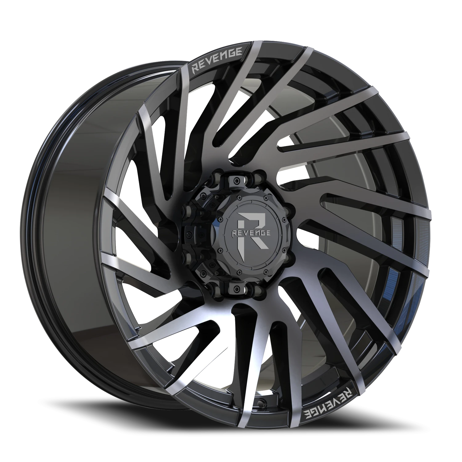 Revenge Offroad RV207 22x10" 8x180mm 125.2mm CB -19mm Gloss Black Machined Titanium Double Dark Tint