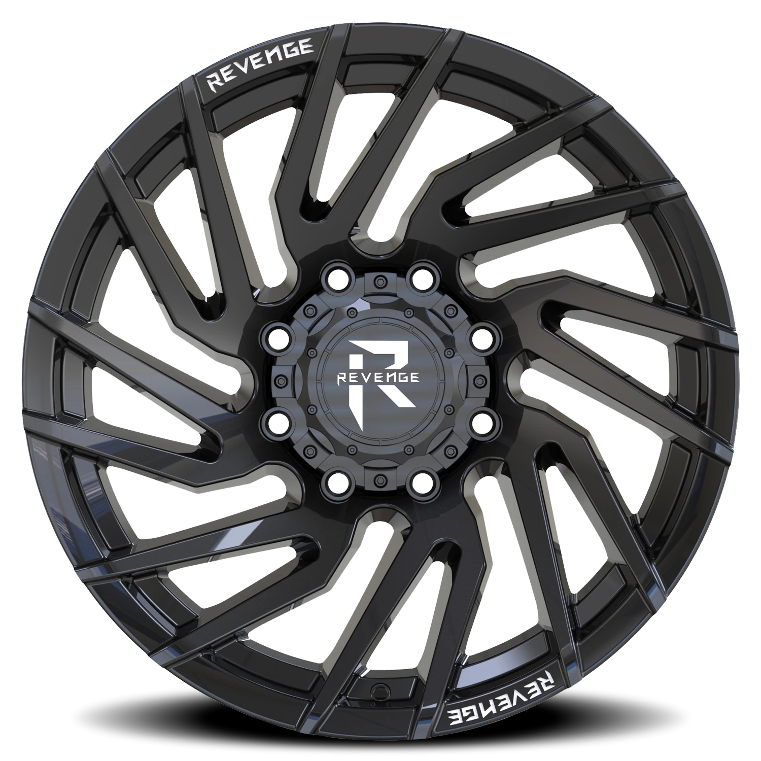 Revenge Offroad RV207 20x10" 8x170mm 125.2mm CB -19mm Gloss Black Rivets