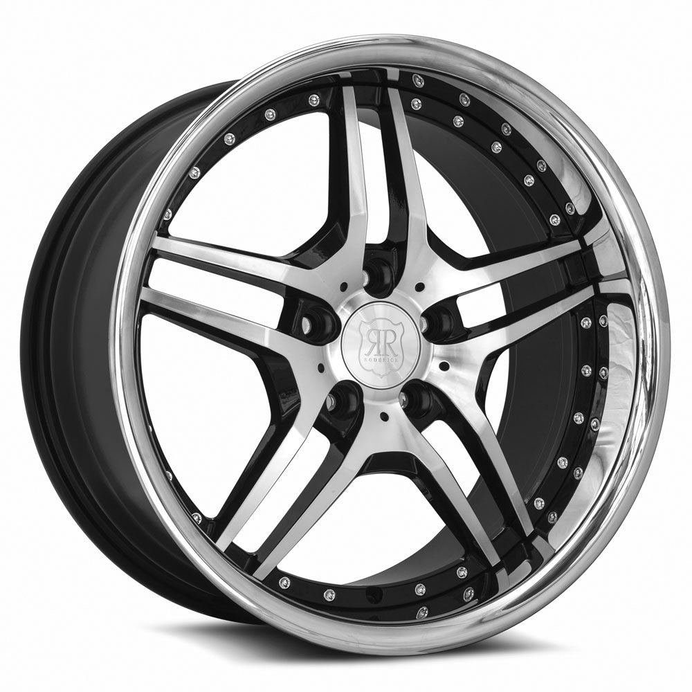 MRR RW2 19x9.5 25 5x120mm 72.6mm Black w/ Stainless Lip